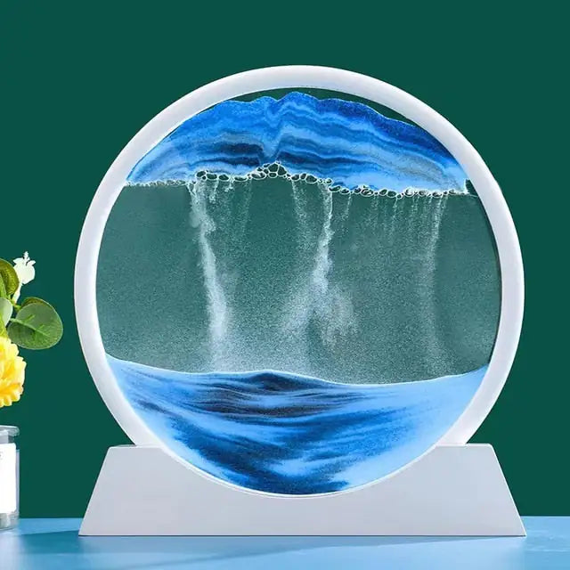 Moving Sand Art Picture Round Glass 3D