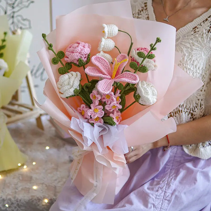 Hand-Woven Home Decorate Fake Flowers Bouquet