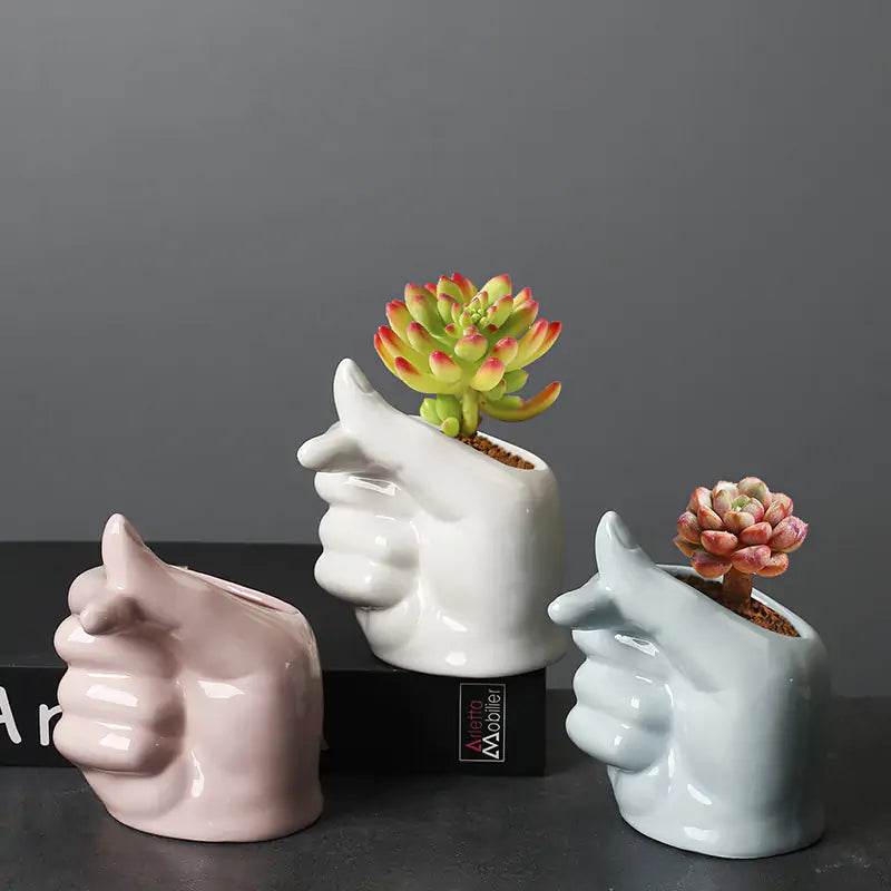 Hand-Shaped Palm Vases